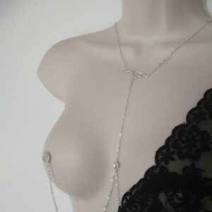 Nipple Chains Pearl Necklace to Nipple rings, Nipple Jewelry Non Piercing