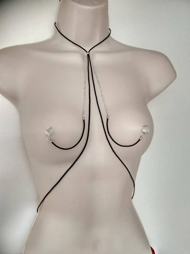 Lariat Leather Necklace to Nipple