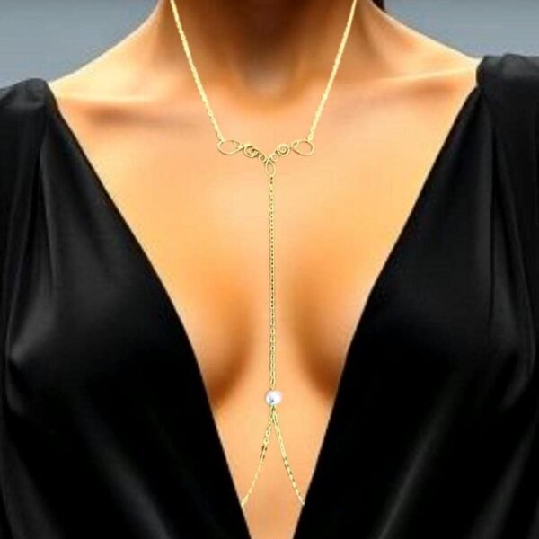 Nipple Chains Pearl Necklace to Nipple rings, Nipple Jewelry Non Piercing
