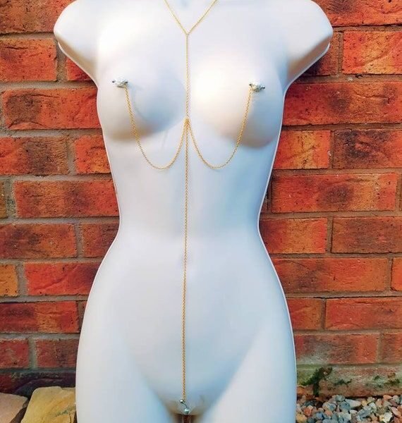 Choker to Nipple to Clit Chain, Sexy Nipple Nooses, Clitoral Jewellery