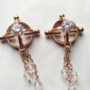 Rose Gold Non piercing Nipple Jewelry with dangle cystals and Screws