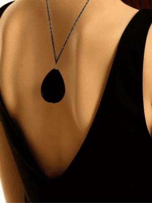 Non Piercing Nipple Chain with Onyx – Wrap Around Backdrop Necklace