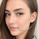 Handmade Nose to Ear Chain - Body Jewelry. NOSE to EAR Chain with little metal balls non non-piercing - No piercing nose required (fake nose ring) - Ear cuff (nonpiercing needed) - Ring Adaptable, Septum Nose hoop is adaptable and you can wear it through the nose without a piercing, just adjust it to your confort level. - The chain is approximately 15cm long and is only 3mm wid,e which is so tiny - Ear cuff and Septum ring made from 14 gauge aluminium wire non non-tarnish and hypoallergenic - Each piece is created by hand, giving it a unique charm.
