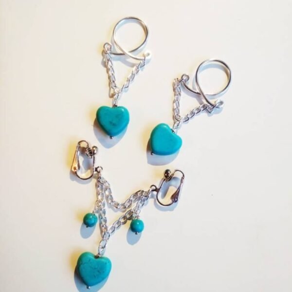REPIOR TETHER | Labial Symmetry Chains | Turquoise Heart, Aluminum