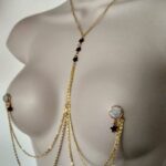 Necklace to Nipple Chain Nipple Rings with Hematite Stars