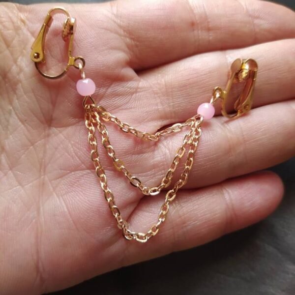 Rose gold and Pink Quartz Labia Clamp, Sexy, VCH Jewelry Clit Clip, Non Piercing Erotic VCH, intimate jewelry