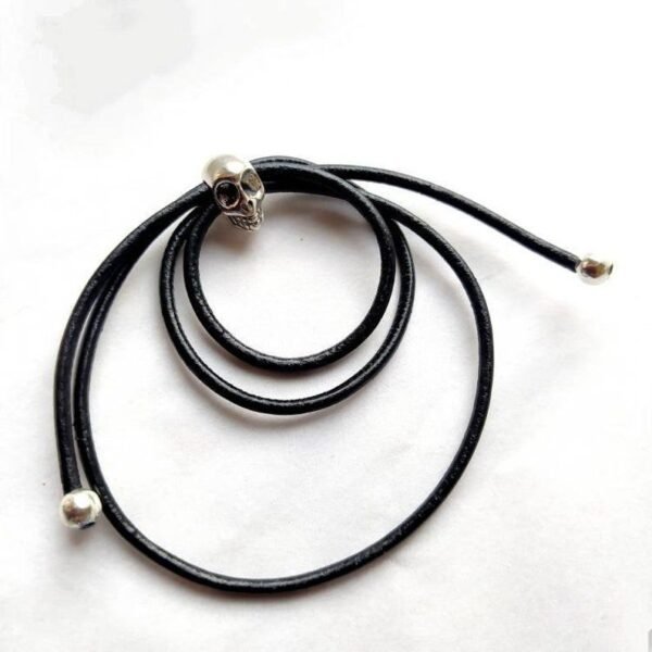 Skull Penis Ring, Triple Adjustable Leather Cock Lasso