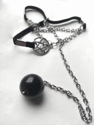 Cockring, Scrotum Chain, Pentagram Penis Ring with anal bead