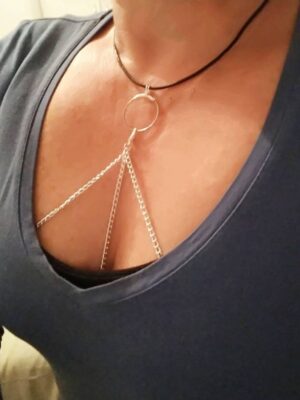 Nipple Ring Non Piercing, Sexy Chain Noose Leather Necklace, O ring Collar