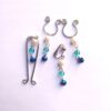 Intimate Jewelry Set with Clit Clamp, Clit Clip and Nipple Rings with blue bells