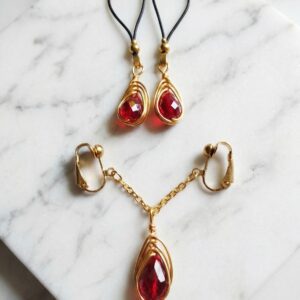 REPIOR PULSE Labial Symmetry Chains Set Red Crystals, Copper