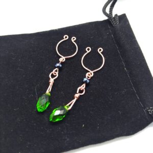 Nipple clamp jewelry, Non Piercing Nipple rings with Emerald Green beads