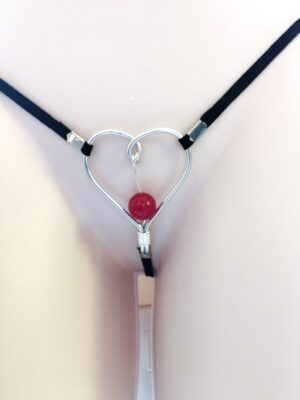 garnet heart shape clit stimulator thong