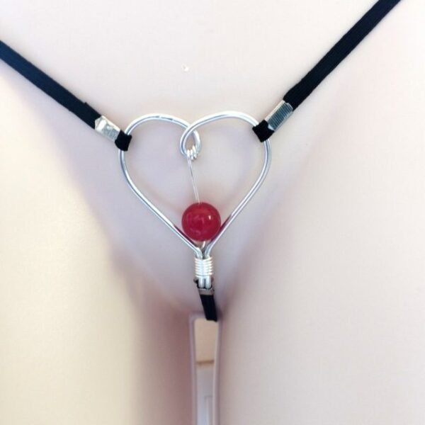garnet heart shape clit stimulator thong