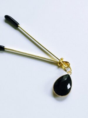 Tweezer Clit Clamp with Black Crystal Teardrop