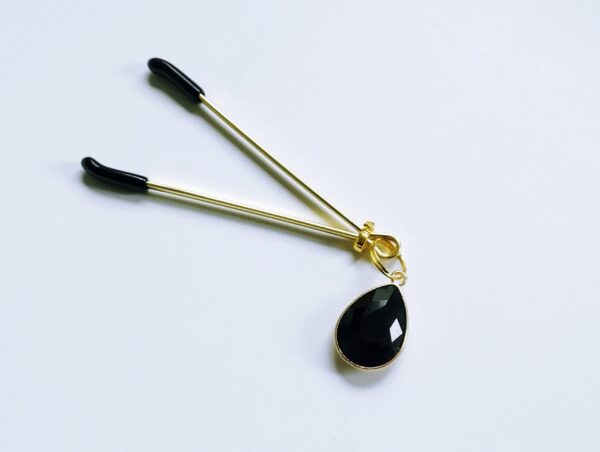 Tweezer Clit Clamp with Black Crystal Teardrop