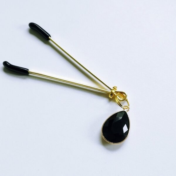Tweezer Clit Clamp with Black Crystal Teardrop