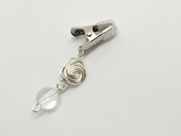 Clit Clip with Rose and Clear Crystal, Non Piercing Clitoral Clamp, Genital Jewelry