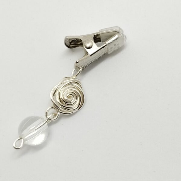 Clit Clip with Rose and Clear Crystal, Non Piercing Clitoral Clamp, Genital Jewelry