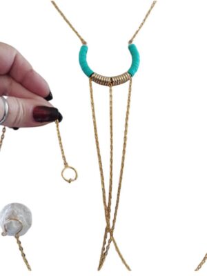 Clitoral Jewelry Necklace Exotic Elegance gift Savanna Sunset gold and blue