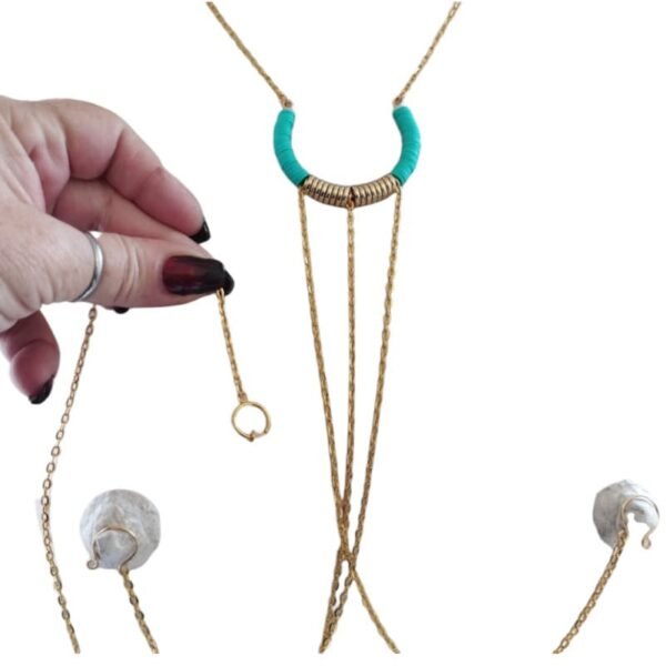 Clitoral Jewelry Necklace Exotic Elegance gift Savanna Sunset gold and blue