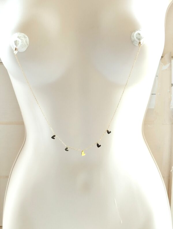 Nipple Chain Jewelry Delicate Heart Charms Golden Elegance Nipple Noose Chain Nipple Jewelry