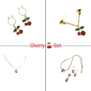 Intimate Genital Jewelry Set with Cherry Charm, Non-Piercing Set of 3