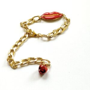 Penis jewelry Chain Gold Stainless Steel Non Piercing Penis Chain red lips and bell