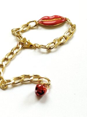 Penis jewelry Chain Gold Stainless Steel Non Piercing Penis Chain red lips and bell