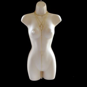 Clitoral Jewelry Necklace, Sexy Layered Necklace chain Clit Clip and crystals gold Kinky Body Chain BDSM jewelry