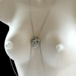 Nipple Chain Necklace Heart with crystals Stainless Steel Chain