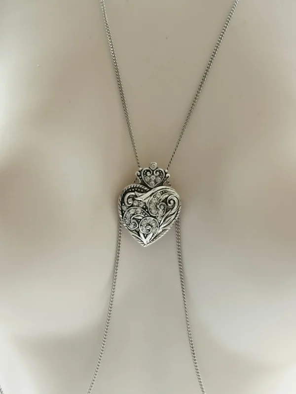 Nipple Chain Necklace Heart with crystals Stainless Steel Chain, Stunning Jewelry gift