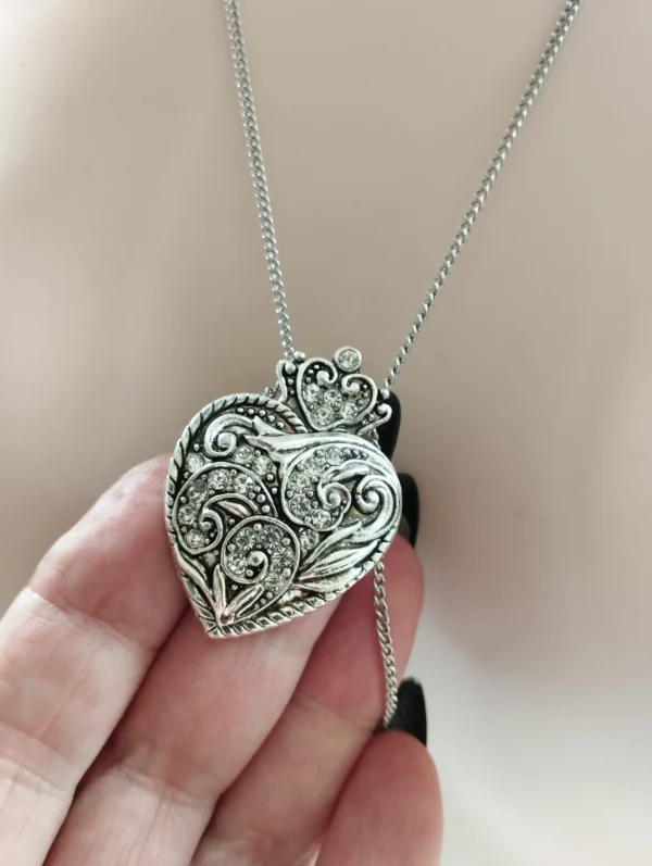 Nipple Chain Necklace Heart with crystals Stainless Steel Chain, Stunning Jewelry gift