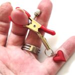 Red Heart Clit Clamp Tweezer Dangle, Non Piercing Labia Clip, Sexy Jewelry, Clitoral Bondage, BDSM, mature sex toys