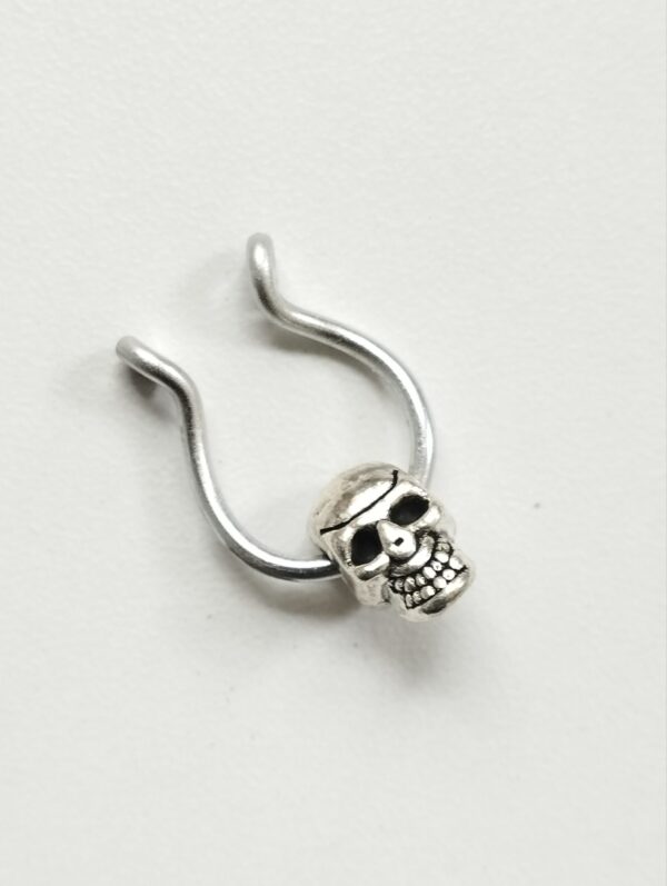 Non-Piercing Skull Septum Nose Ring Silver Gothic Jewelry