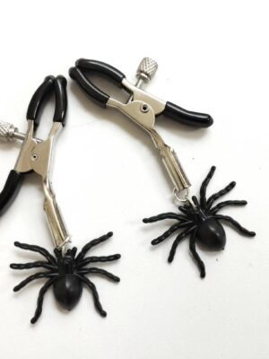 Unisex Non Piercing Nipple Jewelry Black Spider Halloween Nipple Ring or Nipple Noose Adornment