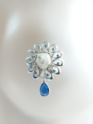 Sexy Flower Nipple Rings, Nipple Clamps, Non Piercing Nipple shield with blue crystals