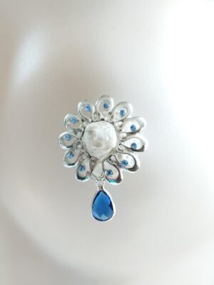 Sexy Flower Nipple Rings, Nipple Clamps, Non Piercing Nipple shield with blue crystals