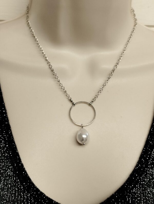 O Ring Stainless Steel Submissive Necklace with Pearl