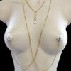 Nipple Chain Wrap Around or Backdrop Necklace with white crystal Pendant. Sexy Nipple Nooses, Rings or Clamps