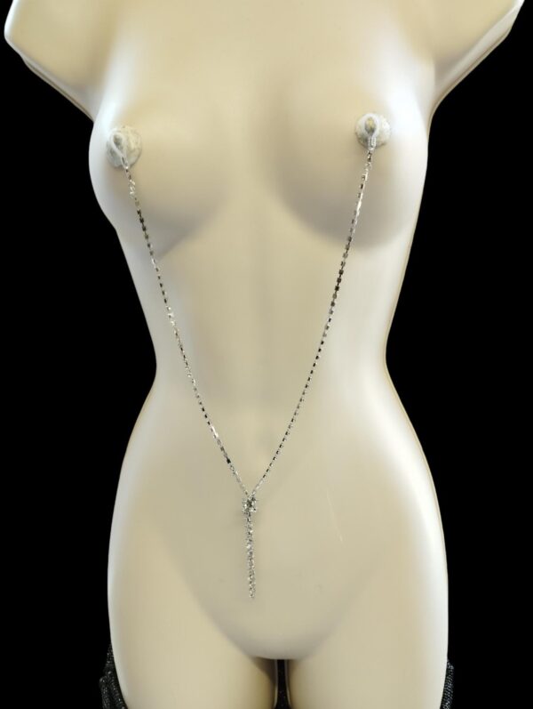 Nipple Chain with Rhinestones Non Piercing Nipple Rings, Sexy Necklace Intimate Jewelry Nipple Nooses