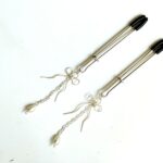 Bow and Pearl Tweezers Nipple clamps, Adjustable nipple Non Piercing Nipple jewelry Sexy Clip on Nipple