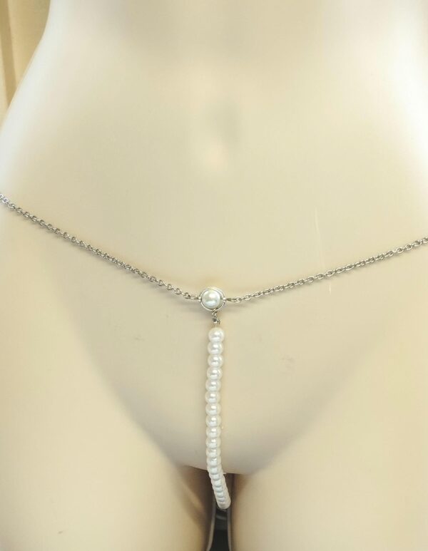 Open G-string chain with Pearls, Crotchless Lingerie, Sexy Exotic Slave Intimate underwear