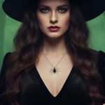 Handmade Stainless Steel Black Spider Necklace Magical piece of Halloween jewelry