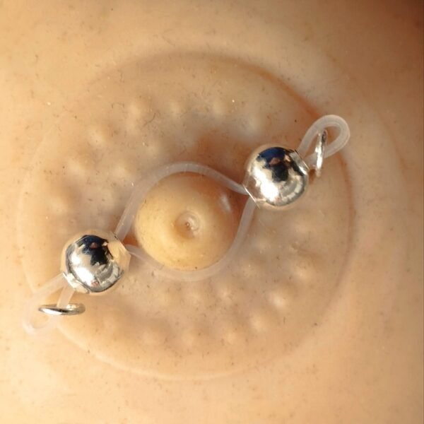 Non piercing nipple noose barbell 6mm beads