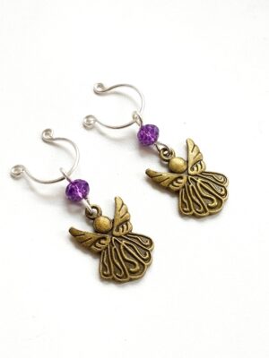 Angel Nipple clamps Purple Crystals Adjustable Non Piercing Nipple Rings Nipple jewelry