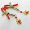 Gold Christmas Bells Nipple Clamps Jewelry Red enamel Adjustable nooses Non Piercing Cute Nipple Rings