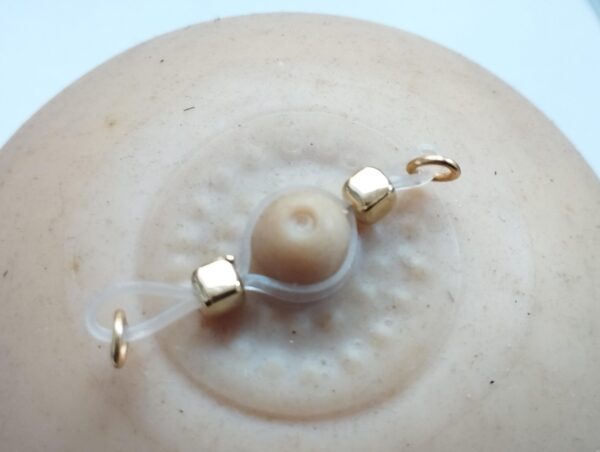 Non piercing nipple noose barbell acrylic square beads, Mature Body Jewelry, Sexy Nipple Jewelry