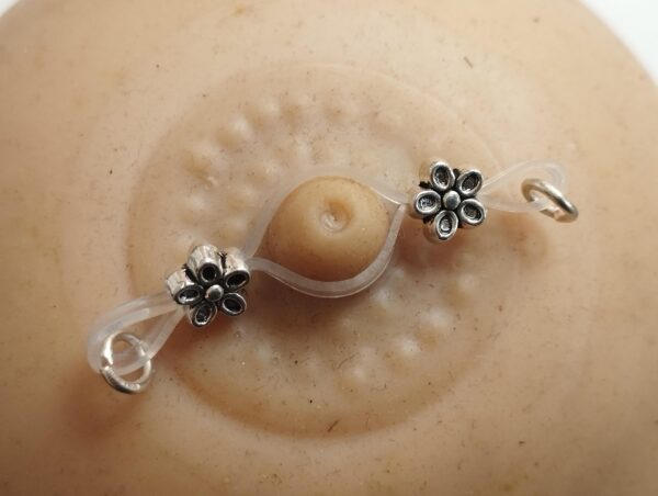 Non piercing nipple noose barbell Flower beads, Mature Body Jewelry, Sexy Nipple Jewelry gift