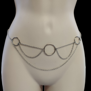 Belt Chain, Sexy Crotchless Stainless Steel Chain with O rings adorment